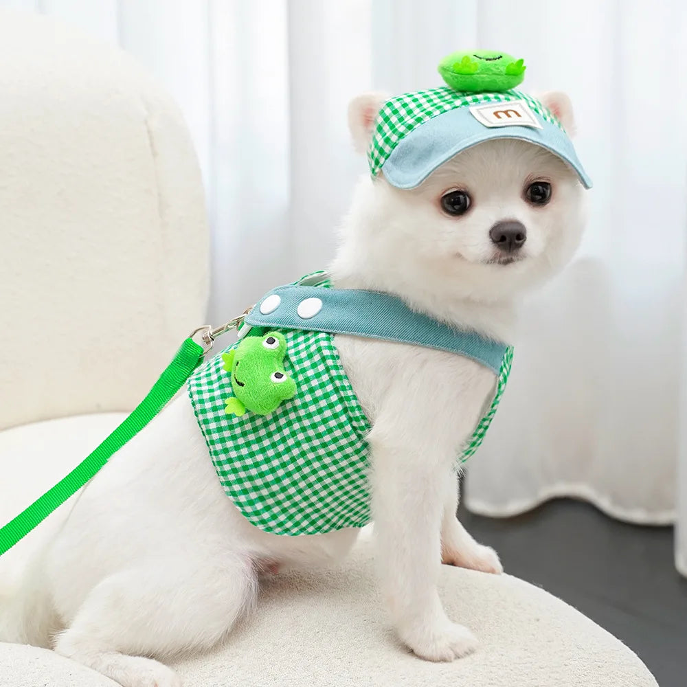 Cute Duck & Frog Pet Harness Set – 3-Piece Breathable Leash for Cats & Puppies