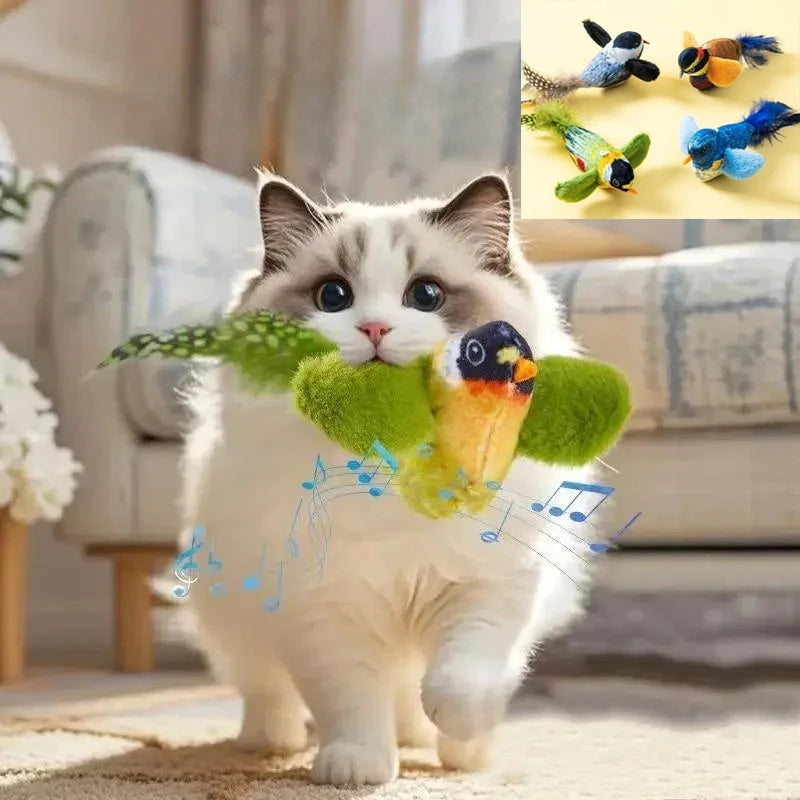 Interactive Bird Cat Toy with Sound & Catnip