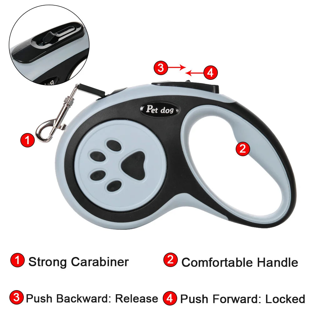 Retractable Nylon Pet Leash – 3m/5m