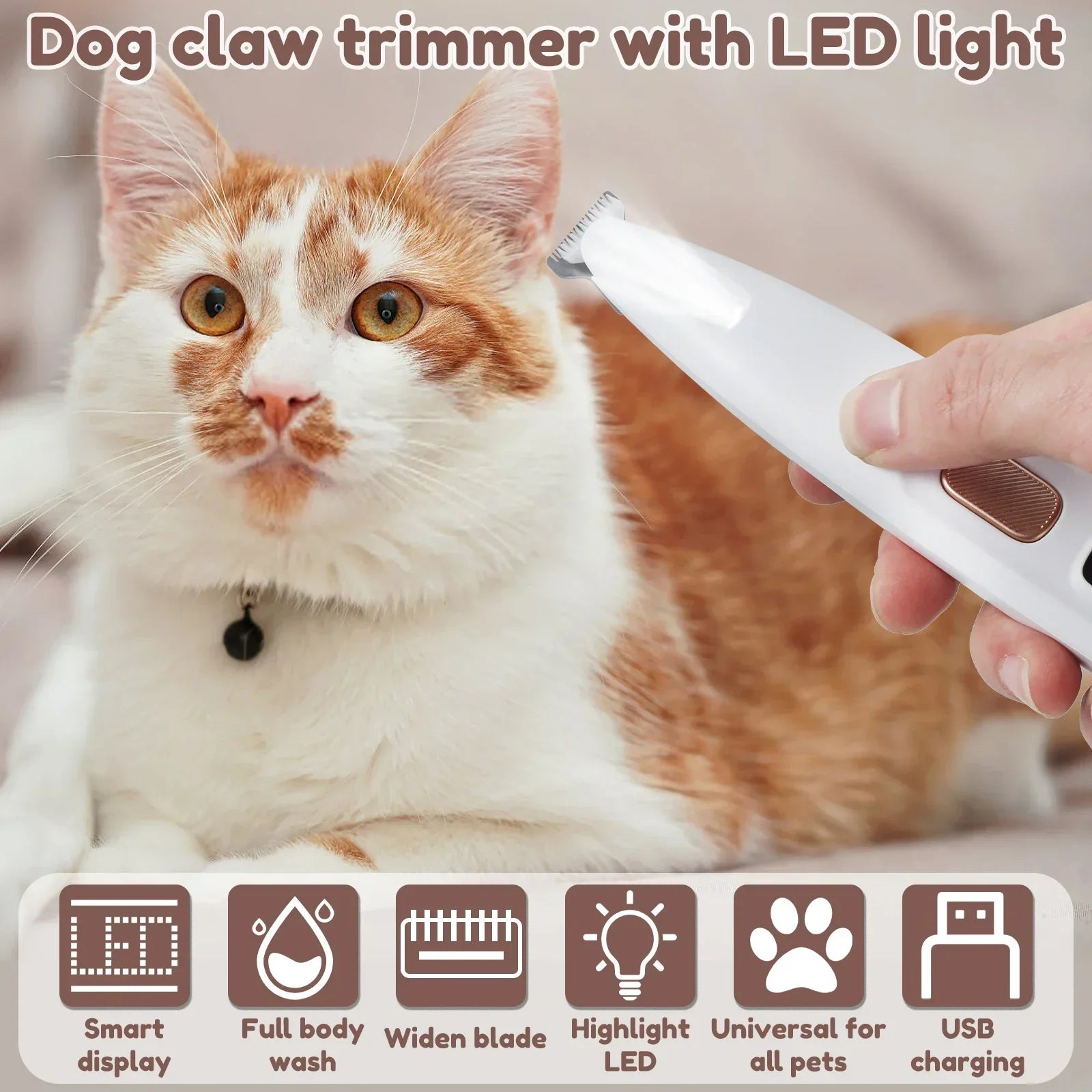 LED Waterproof Dog Paw Trimmer