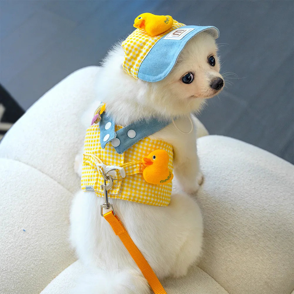 Cute Duck & Frog Pet Harness Set – 3-Piece Breathable Leash for Cats & Puppies