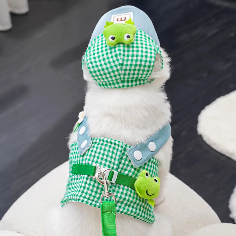 Cute Duck & Frog Pet Harness Set – 3-Piece Breathable Leash for Cats & Puppies